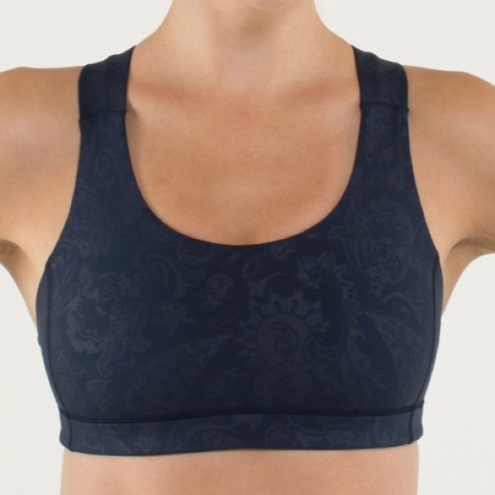 Navy Paisley Lululemon All Sport Bra, 8